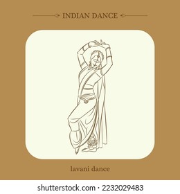 lavani dance line drawing vector illustration