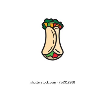Lavash burrito vector illustration