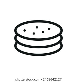 Lavash isolated icon, pita bread stack vector symbol with editable stroke