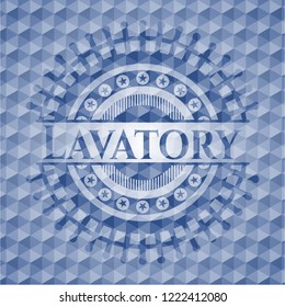 Lavatory blue badge with geometric pattern.