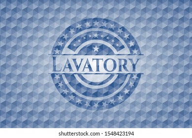Lavatory blue badge with geometric pattern. Vector Illustration. Detailed.