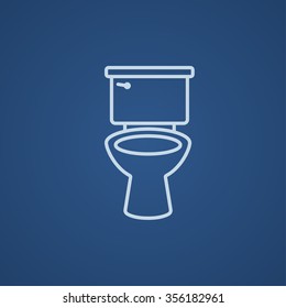 Lavatory bowl line icon for web, mobile and infographics. Vector light blue icon isolated on blue background.