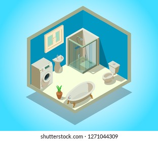 Lavatory concept banner. Isometric banner of lavatory vector concept for web, giftcard and postcard