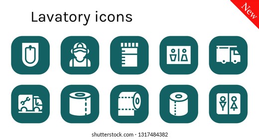 lavatory icon set. 10 filled lavatory icons.  Collection Of - Bidet, Plumber, Urine, Wc, Toilet paper