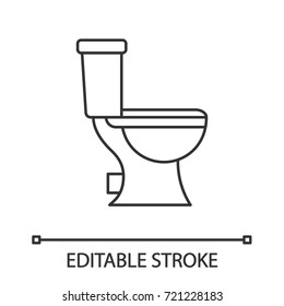 Lavatory pan linear icon. Thin line illustration. Toilet. Contour symbol. Vector isolated outline drawing. Editable stroke