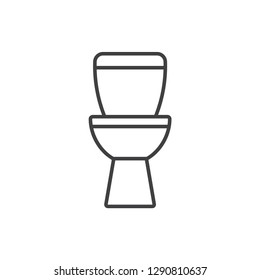 Lavatory pan, toilet bowl, restroom line icon.