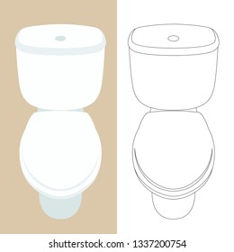 lavatory pan ,vector illustration, flat style,lining draw