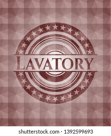 Lavatory red badge with geometric pattern. Seamless.