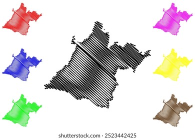 Lavaux-Oron District (Suíça, Confederação Suíça, Cantão de Vaud, Waadt ou Vôd) mapa ilustração vetorial, esboço de rabisco Bezirk Lavaux Oron mapa