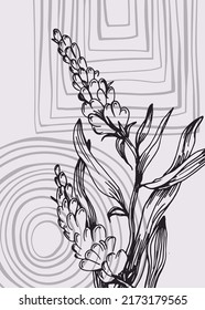 Abstrakte, handgemalte Illustrationen für die Wanddekoration, Postkarte, Banner für soziale Medien, Hintergrund für die Gestaltung der Broschüre. Moderne abstrakte Malerei. Vektormuster