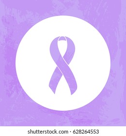 Lavender Awareness Ribbon. Craniosynostosis, Epilepsy, Gynecological Cancer, Hypokalemic Periodic Paralysis, Infantile Spasms, Rett Syndrome. Isolated icon. Watercolor painted background svg