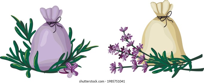 lavender bags. Vector graphics. eps