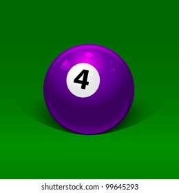 lavender billiard ball number four on a green background