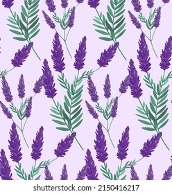 lavender blooming branches, seamless pattern, violet background, flower provence bouquet