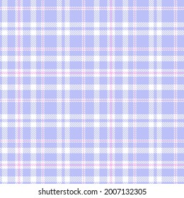 Lavender blue soft pastel plaid. Seamless vector tartan pattern. Suitable for fashion, home decor and stationary.