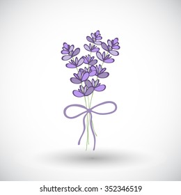 Lavender Bouquet Sketch. Hand-drawn Cartoon Flower Icon. Doodle Drawing. Vector Illustration. 