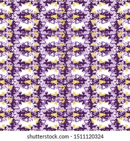 Lavender broken vertical trellis stripe background. Seamless pattern mottled wax print bleached resist. Irregular striped dip dyed batik textile. Variegated textured abstract trendy fashion all over.