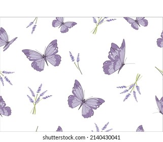 diseño de mariposa lavanda y flor a mano