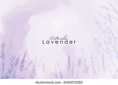 Lavender card watercolor background. Provence flowers banner backgrounds. lavender border, watercolor painting, hand drawn