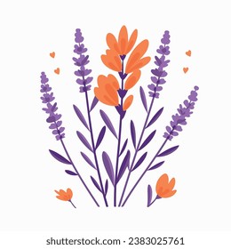 Lavanda en dibujos animados, estilo doodle. Ilustración vectorial 2d en logotipo, estilo de icono. 