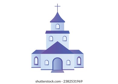 Lavender color church with several roofs and rooms vector