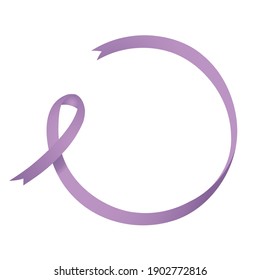 Lavender colored Cancer Awareness ribbon extended to a circle around copy space vector illustration