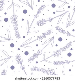 Lavender colorful seamless vector pattern hand drawn graphic flower texture background, sketch isolated on background, for wallpaper, textile, fabric, design packaging, scrapbooking, wedding card