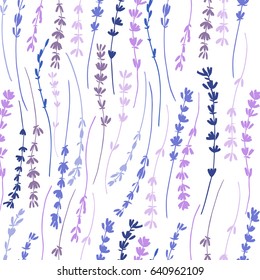 Lavender colorful seamless vector pattern hand drawn graphic flower texture background, sketch isolated on background, for wallpaper, decorative textile, floral fabric, design greeting card, wedding 