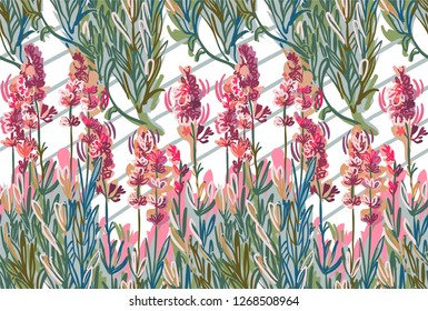 lavender colorful vector design flower art painting decoration wallpaper seamless pattern garden