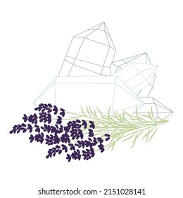 lavender and crystals, vector graphic design element