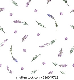 Lavender decorative pattern. Seamless pattern for fabric, paper and other printing and web projects.Watercolor background.