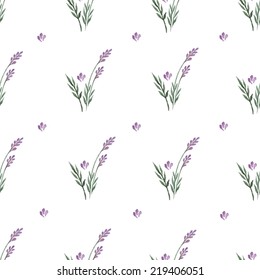 Lavender decorative pattern. Seamless pattern for fabric, paper and other printing and web projects.Watercolor background.