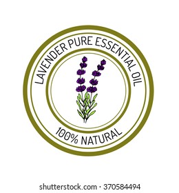 lavender, essential oil label, aromatic plant. Vector illustration