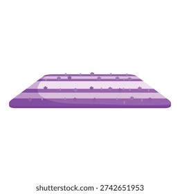 Lavender field with rows of purple flowers and white spaces between them, creating a striped pattern