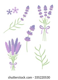 lavender flat vector set