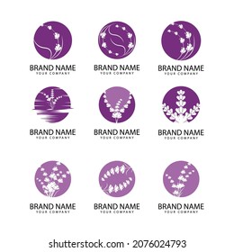 lavender floral aromatic logo vector icon illustration design