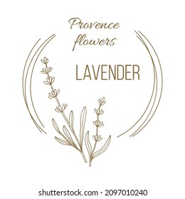 Modèle de logo dessiné à la main floral de lavande. Illustration vectorielle pour les badges, les étiquettes et l'identité professionnelle