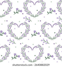 Lavender Floral Heart Seamless Pattern	