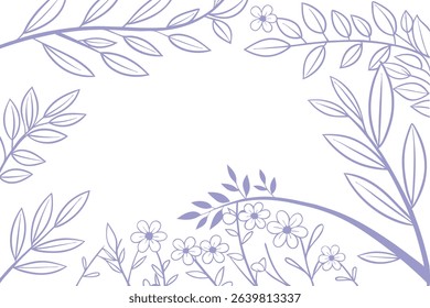 Lavender Floral Leaf Frame – Elegant Hand-Drawn Botanical Border with Delicate Flowers and Branches, Ideal for Invitations, Journals, Greeting Cards, Scrapbooks, Posters, or Nature Designs