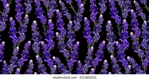 Lavender floral seamless vector pattern