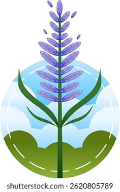 Lavender Flower Cartoon Icon Illustration. Cute Floral Element Concept Isolated