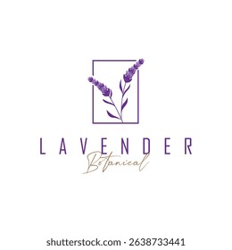 lavender flower design, lavender logo concept, aromatherapy plant for health and perfume, with modern simplicity as a symbol of a business product brand, also a poster or brand illustration template