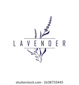 lavender flower design, lavender logo concept, aromatherapy plant for health and perfume, with modern simplicity as a symbol of a business product brand, also a poster or brand illustration template
