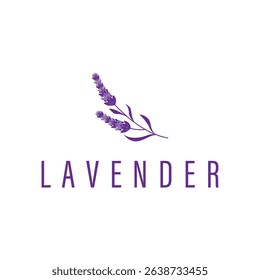 lavender flower design, lavender logo concept, aromatherapy plant for health and perfume, with modern simplicity as a symbol of a business product brand, also a poster or brand illustration template