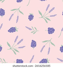Lavender  Flower Grape Pattern Vector Illustration Seamless for Background Wallpaper Packaging Cover