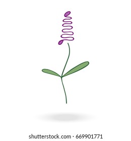 Lavender flower icon. Hand drawn illustration vector on white background.