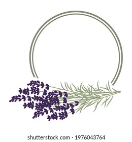 lavender flower label frame, vector 
