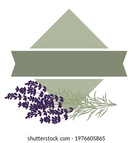 lavender flower label frame, vector 