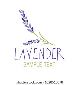 Lavender flower. Logo design. Text hand drawn.