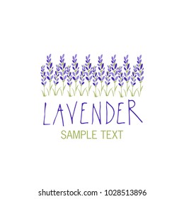 Lavender flower. Logo design. Text hand drawn.